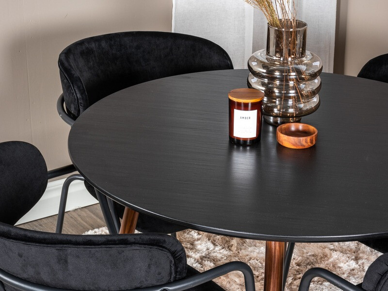 Conjunto de mesas y sillas para comedor Dallas 285 (Negro + Nuez)