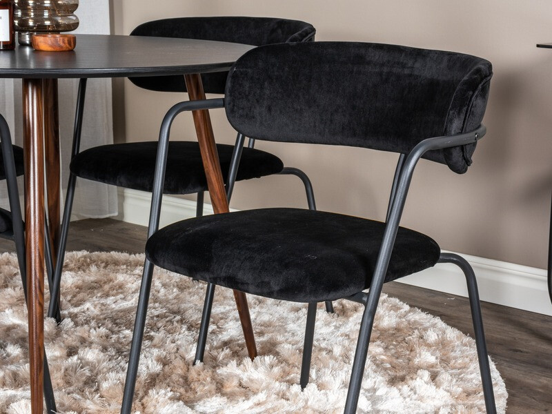 Conjunto de mesas y sillas para comedor Dallas 285 (Negro + Nuez)