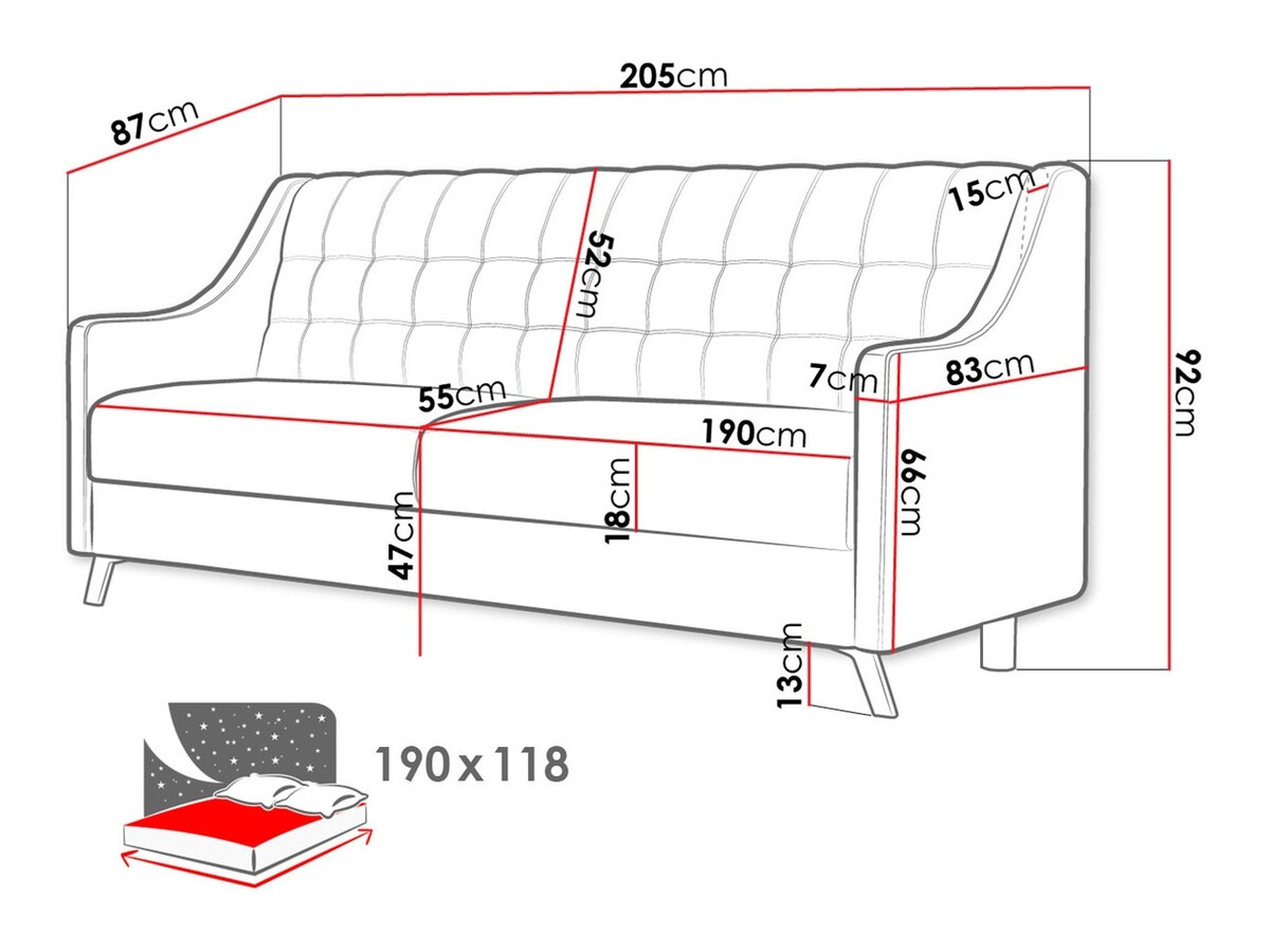 Sofá-cama Columbus 155 (Inari 23)