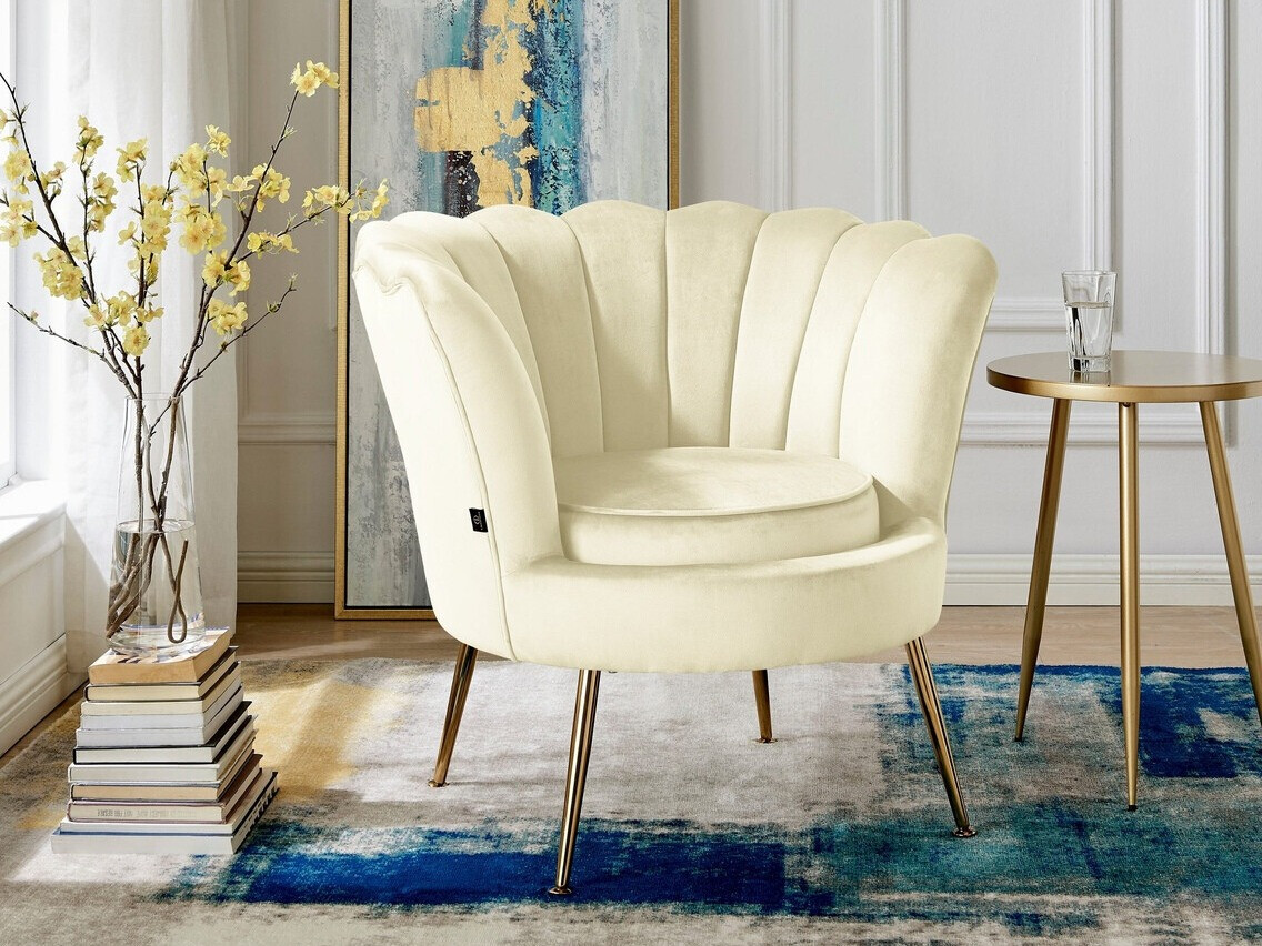 Sillón Denton 227 (Crema + Dorado)