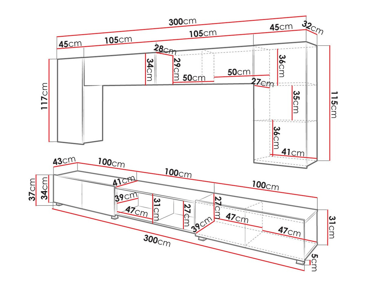 Conjunto de salón Tivdalu 143 (Blanco + Blanco brillante + Roble dorado)