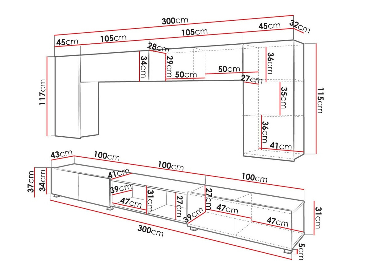 Conjunto de salón Tivdalu 143 (Negro + Negro brillante + Roble Artisan)