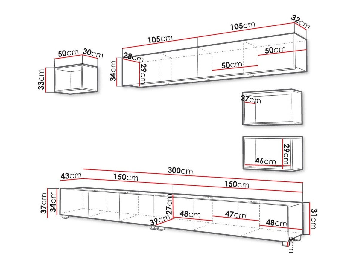 Conjunto de salón Tivdalu 151 (Negro + Negro brillante + Roble Artisan)