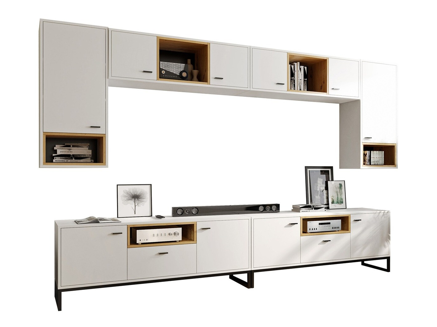 Conjunto de salón Baltesi 113 (Blanco + Roble Artisan)