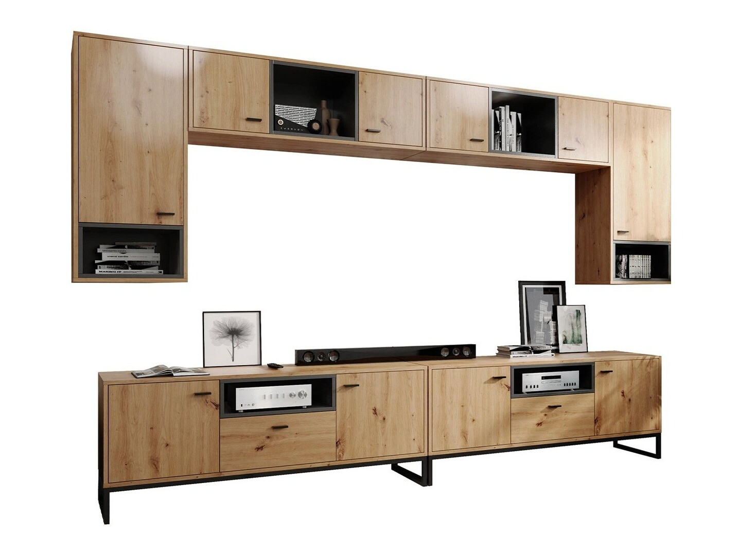 Conjunto de salón Baltesi 113 (Roble Artisan + Negro)