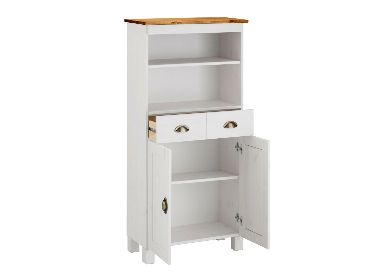 Armario de pie para baño Serelbu 105 (Blanco + De color marrón claro)