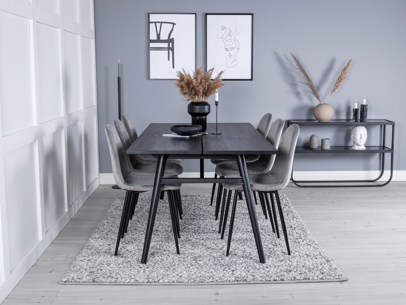 Conjunto de mesas y sillas para comedor Dallas 1786 (Gris claro + Negro)