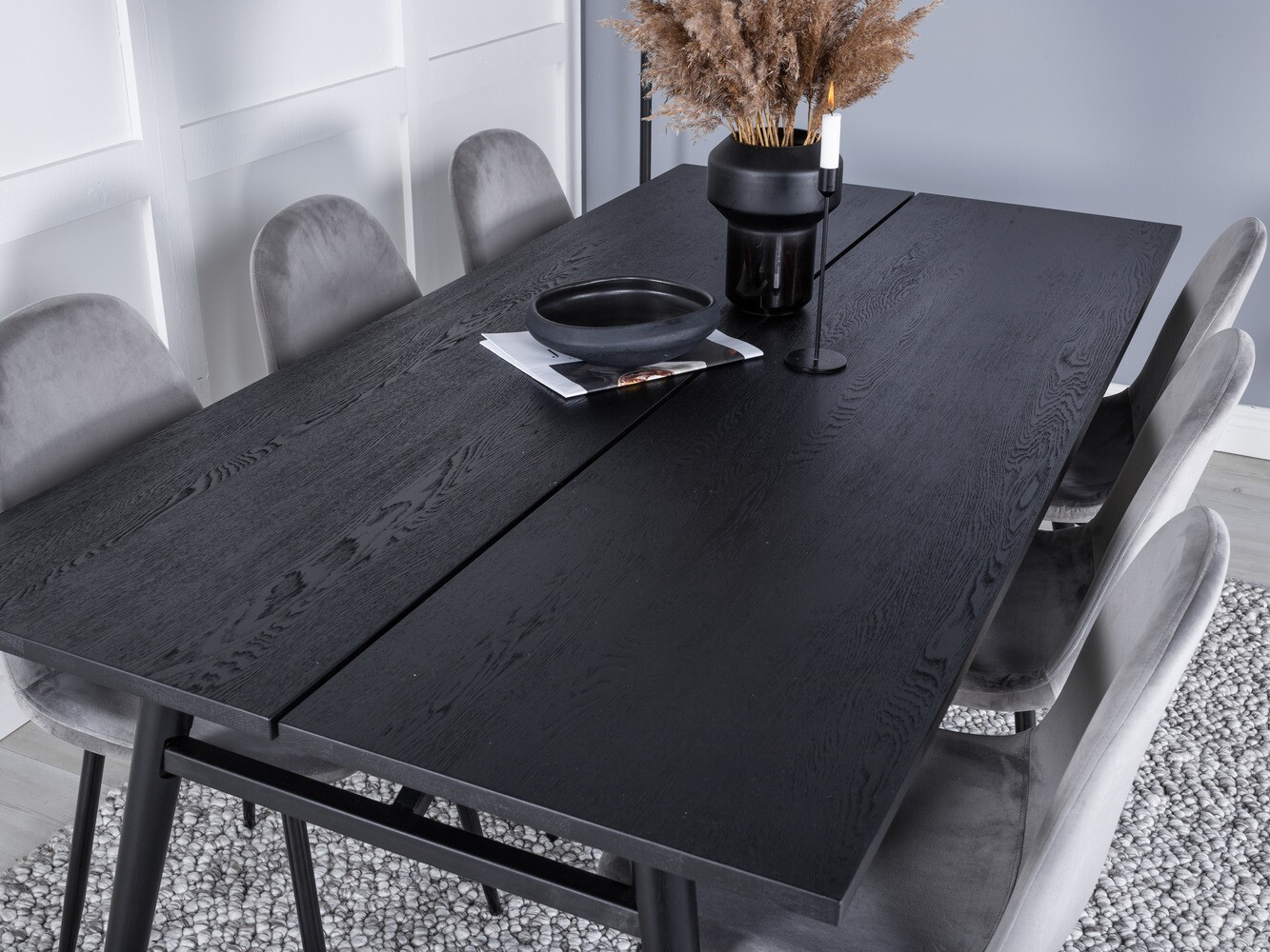 Conjunto de mesas y sillas para comedor Dallas 1786 (Gris claro + Negro)