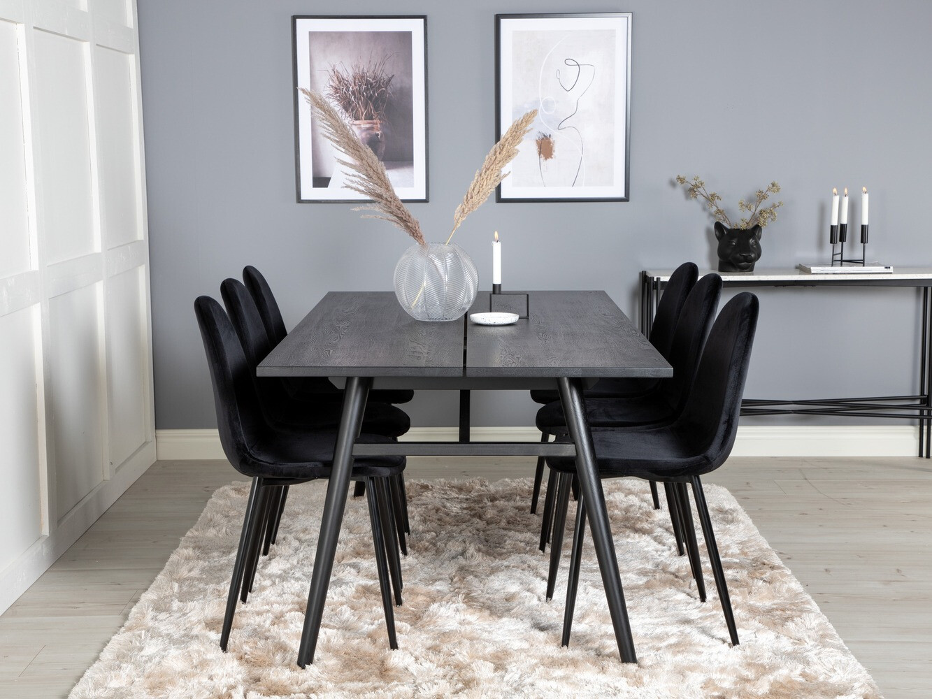 Conjunto de mesas y sillas para comedor Dallas 1786 (Negro)