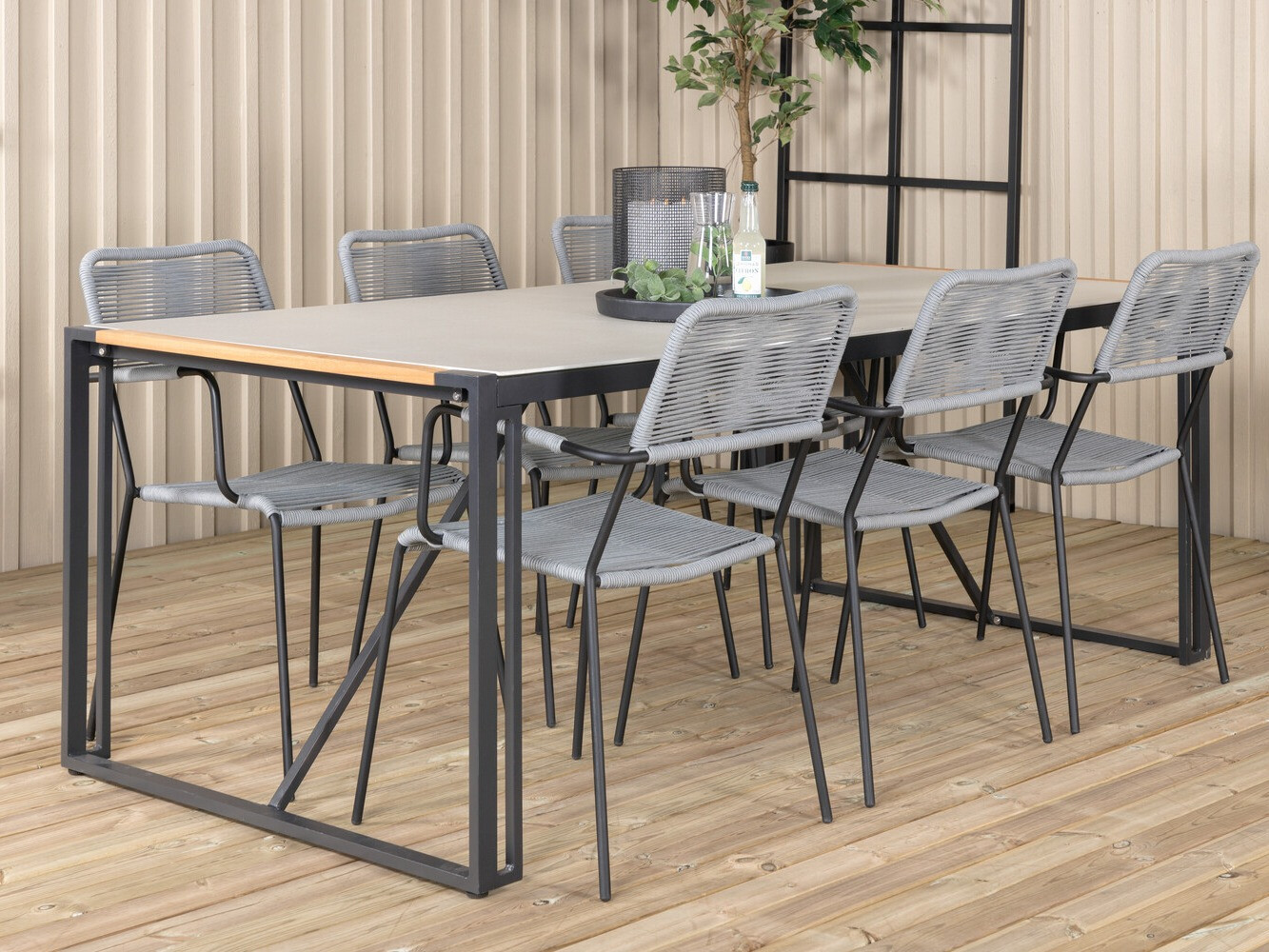 Conjunto de mesa y sillas Dallas 3003 (Gris + Negro)