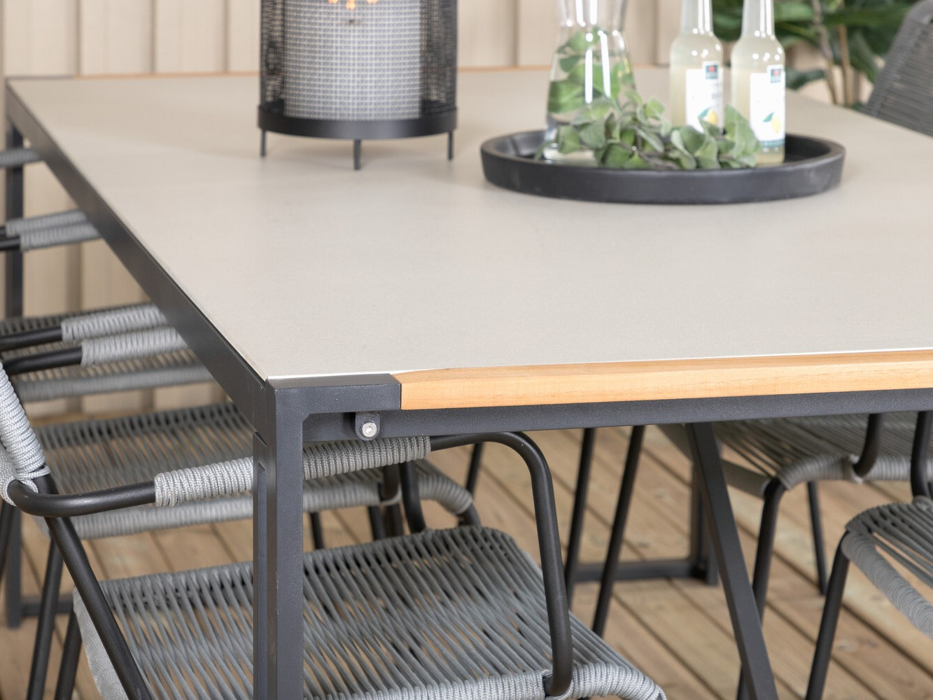 Conjunto de mesa y sillas Dallas 3003 (Gris + Negro)