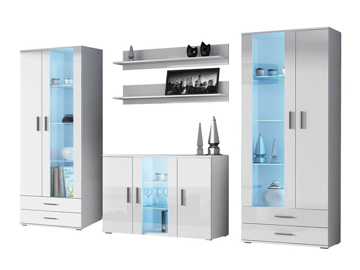 Conjunto de salón Tornola 111 (Blanco + Blanco brillante)