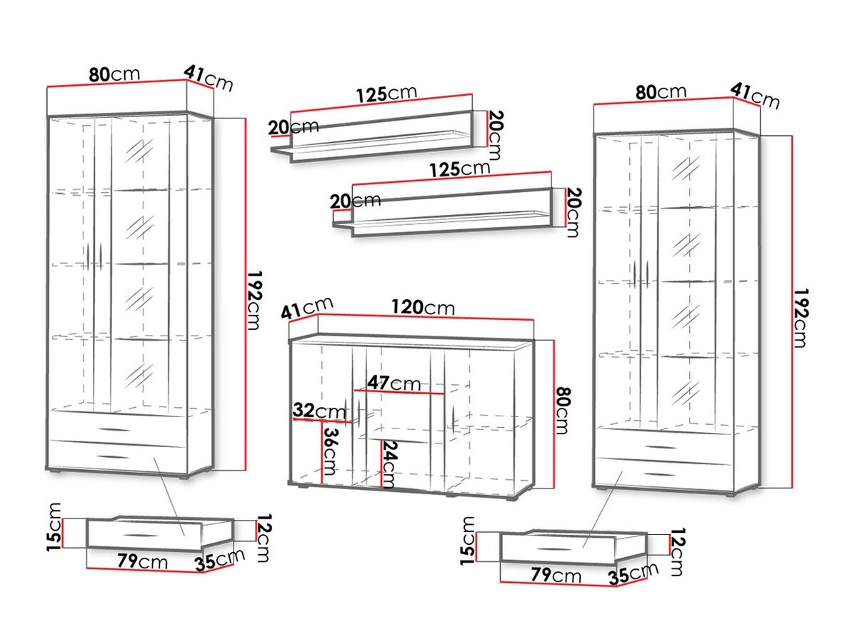 Conjunto de salón Tornola 111 (Blanco + Blanco brillante)