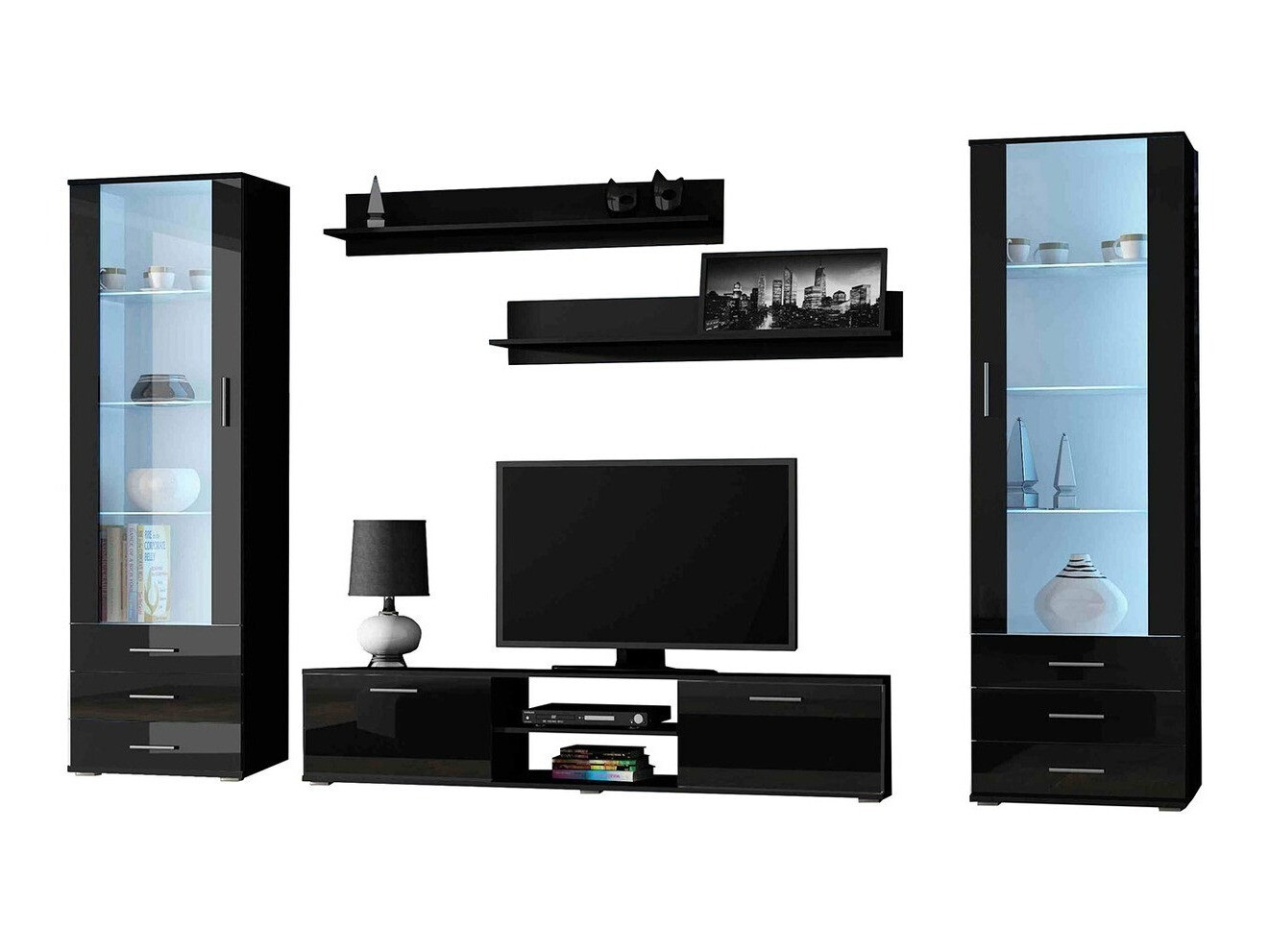 Conjunto de salón Tornola 109 (Negro + Negro brillante)