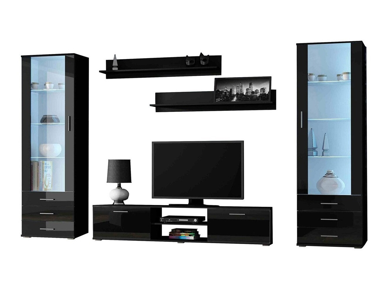 Conjunto de salón Tornola 109 (Negro + Negro brillante)