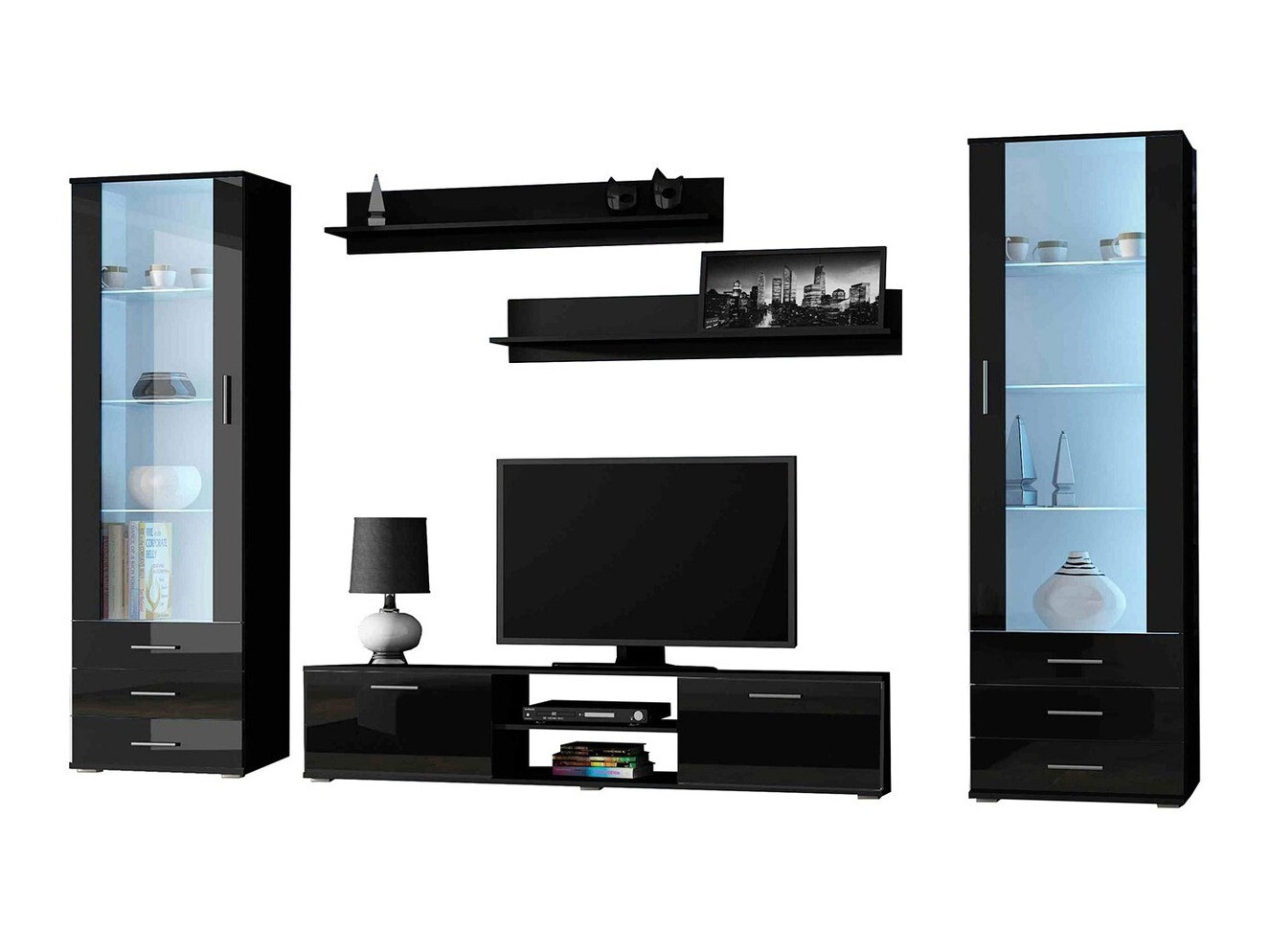 Conjunto de salón Tornola 109 (Negro + Negro brillante)