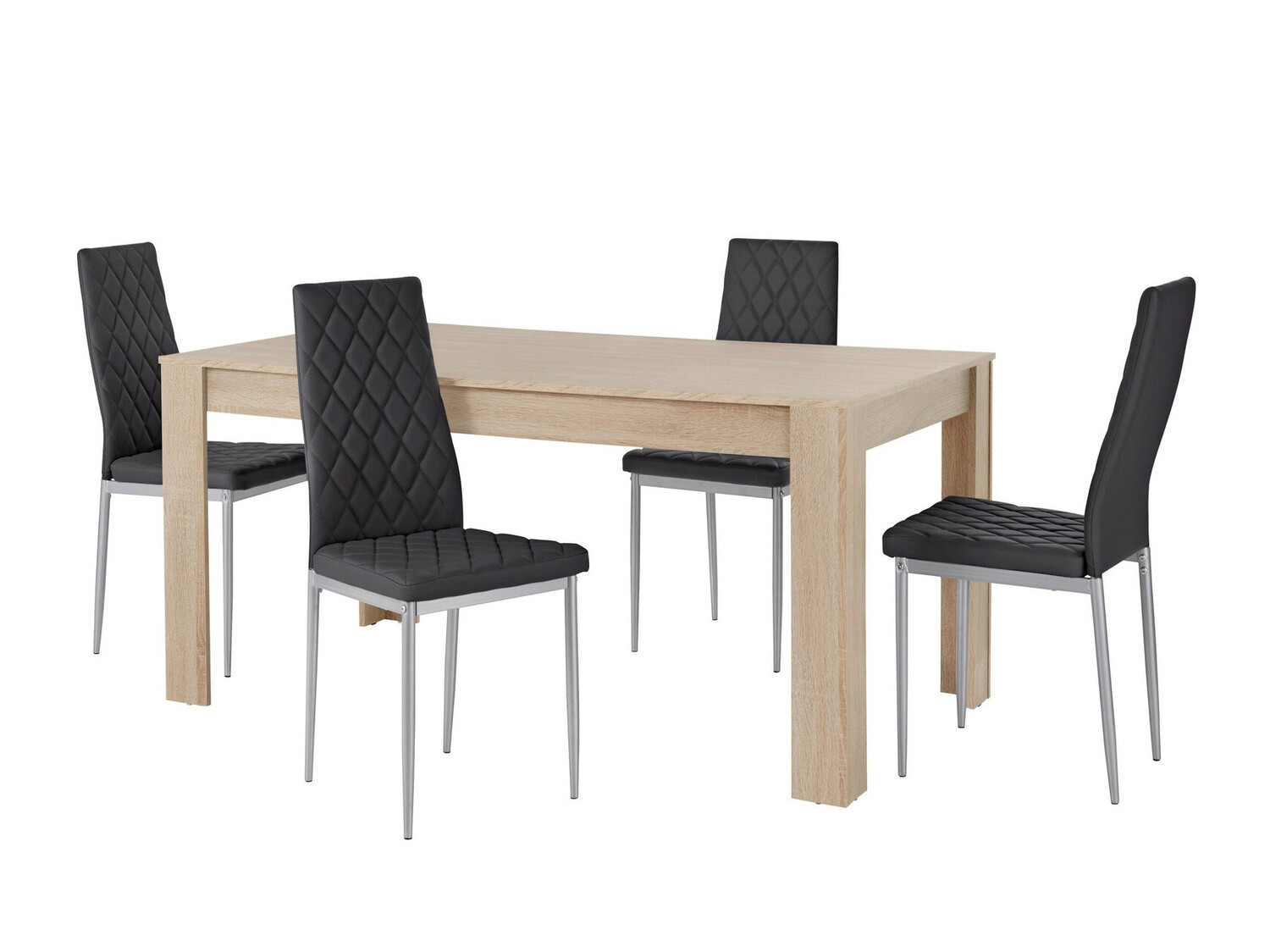 Conjunto de mesas y sillas para comedor Denton 598 (Negro + Plata)