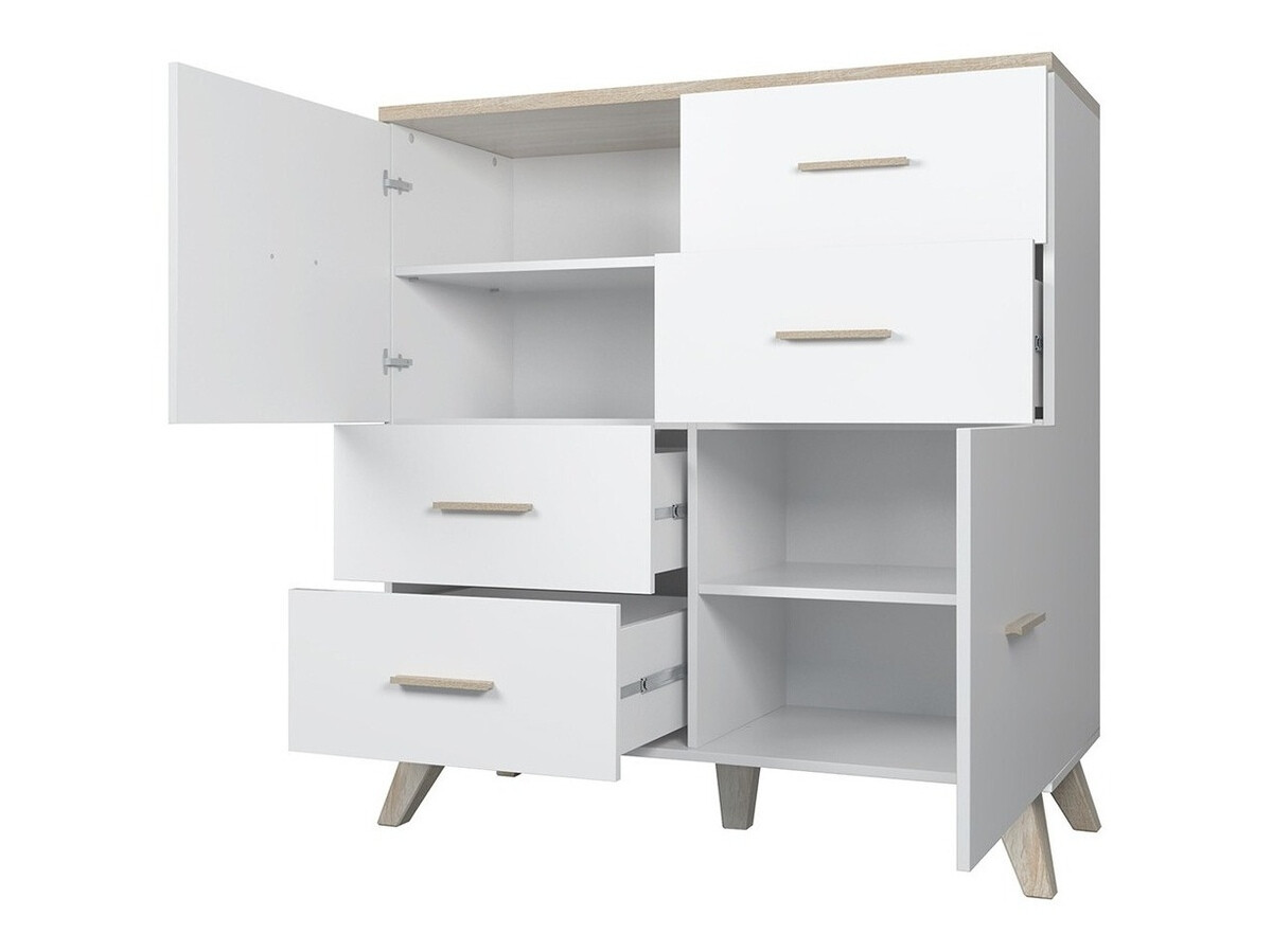 Conjunto de salón Larfloi 112 (Blanco + Roble Sonoma)