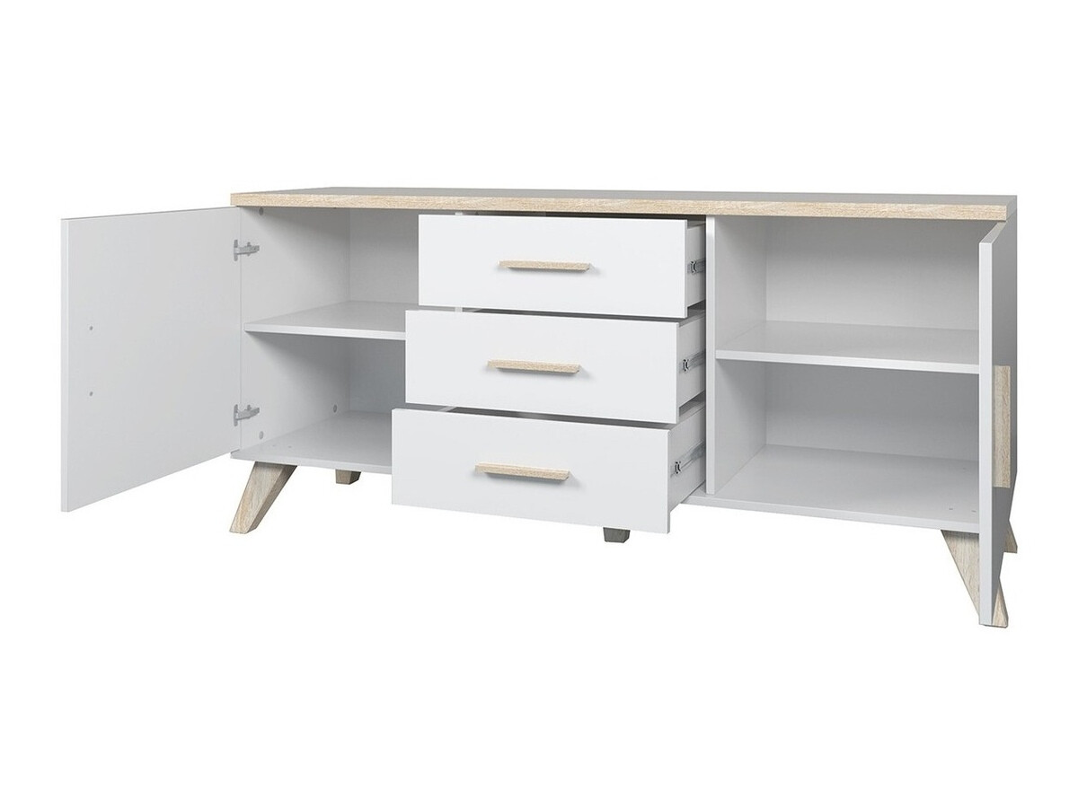 Conjunto de salón Larfloi 112 (Blanco + Roble Sonoma)