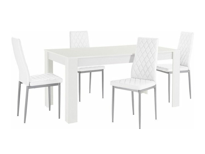 Conjunto de mesas y sillas para comedor Denton 599 (Blanco + Plata)