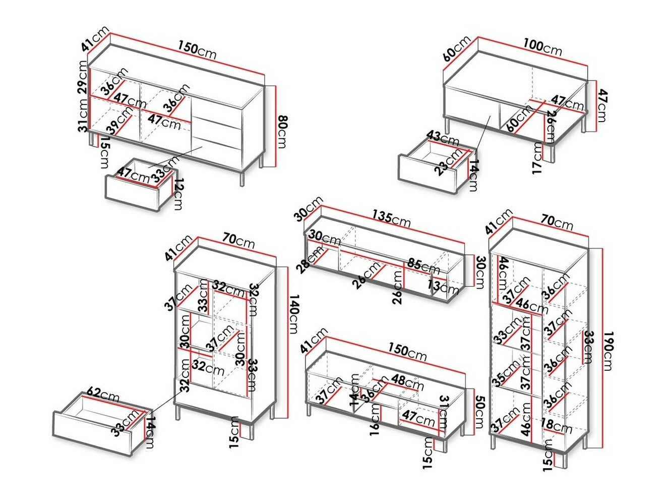 Conjunto de salón Lomsore 107 (Blanco)