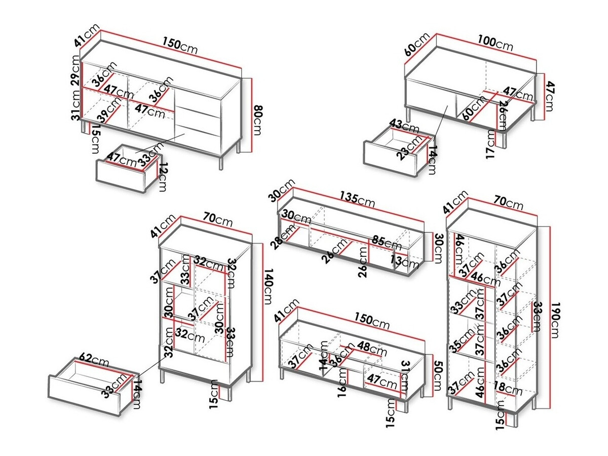 Conjunto de salón Lomsore 107 (Negro)