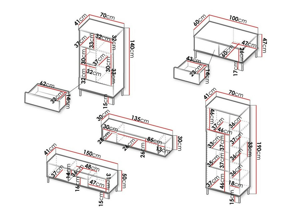 Conjunto de salón Lomsore 108 (Negro)