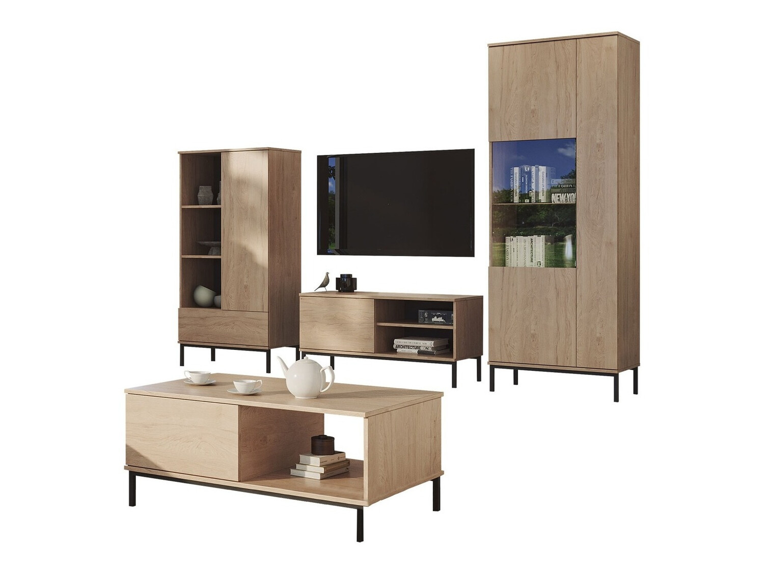 Conjunto de salón Lomsore 109 (Luminoso madera)