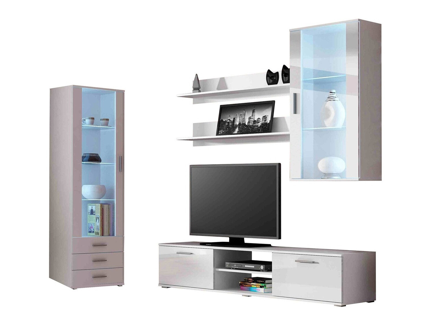 Conjunto de salón Tornola 114 (Blanco + Blanco brillante)