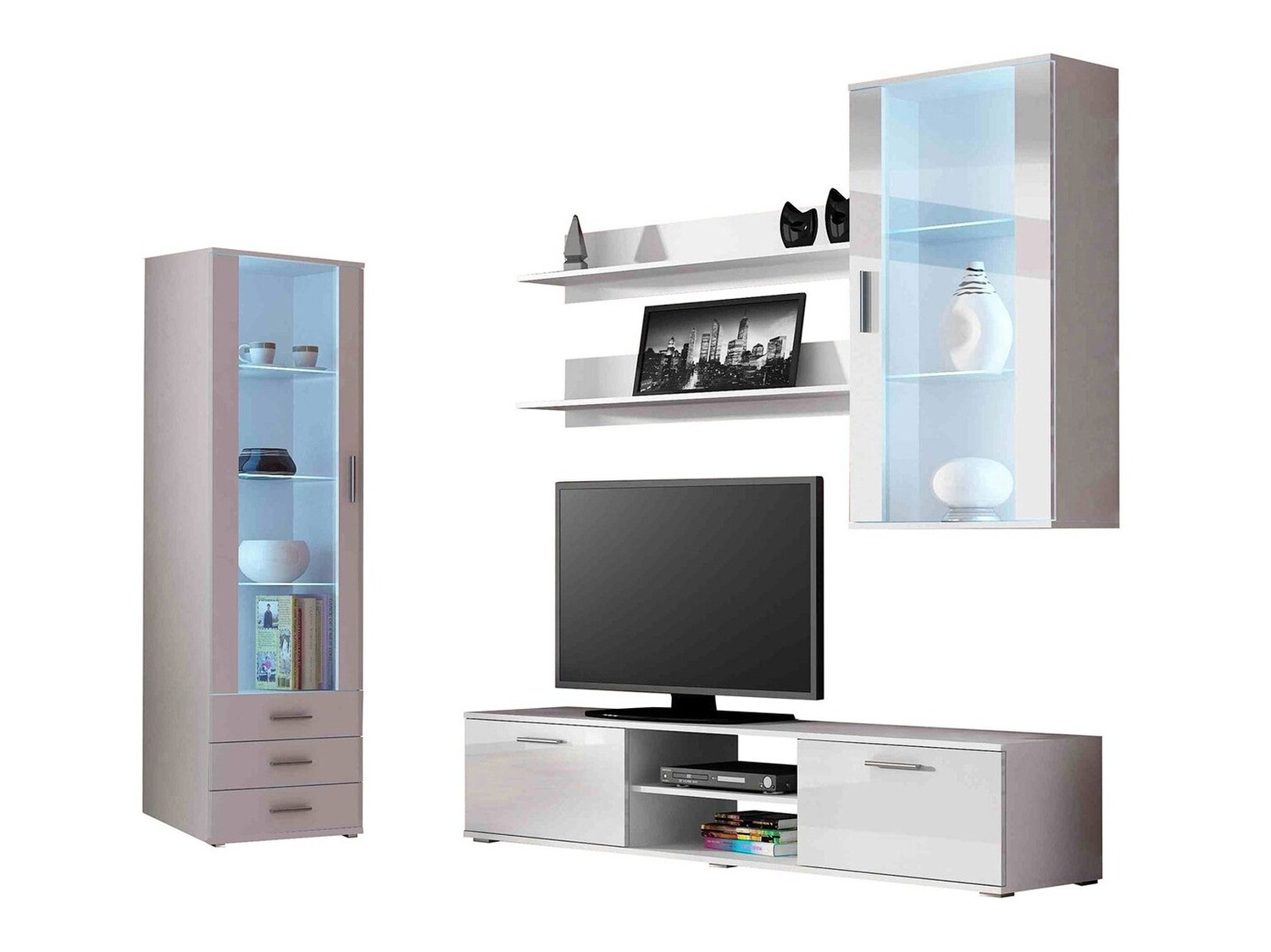 Conjunto de salón Tornola 114 (Blanco + Blanco brillante)