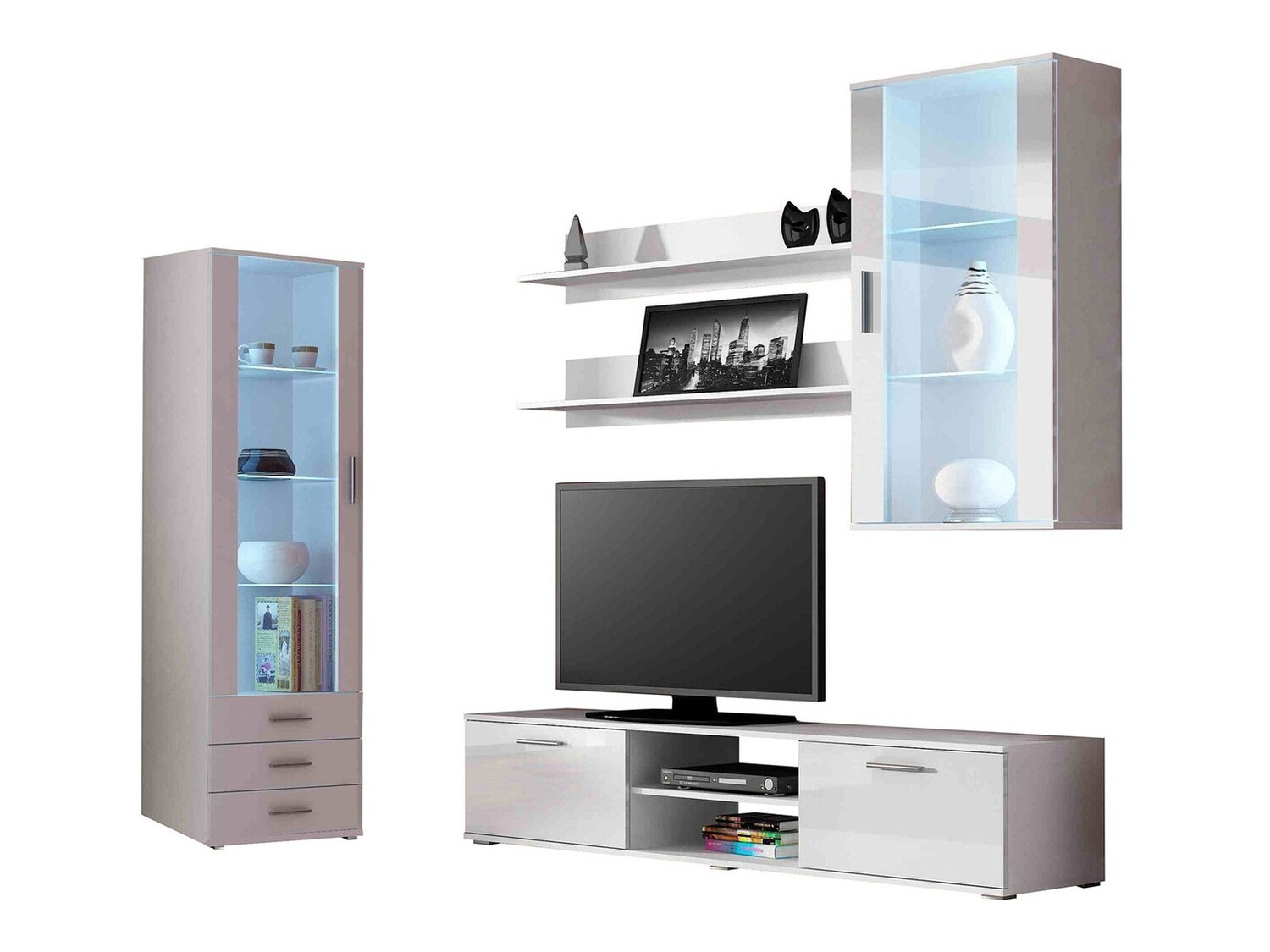 Conjunto de salón Tornola 114 (Blanco + Blanco brillante)