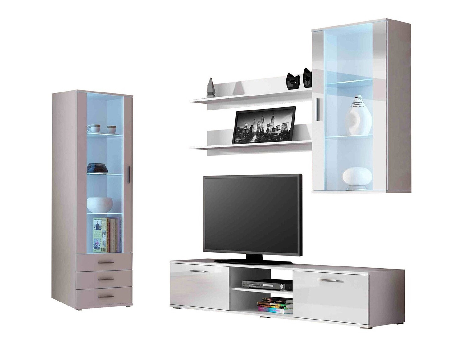 Conjunto de salón Tornola 114 (Blanco + Blanco brillante)