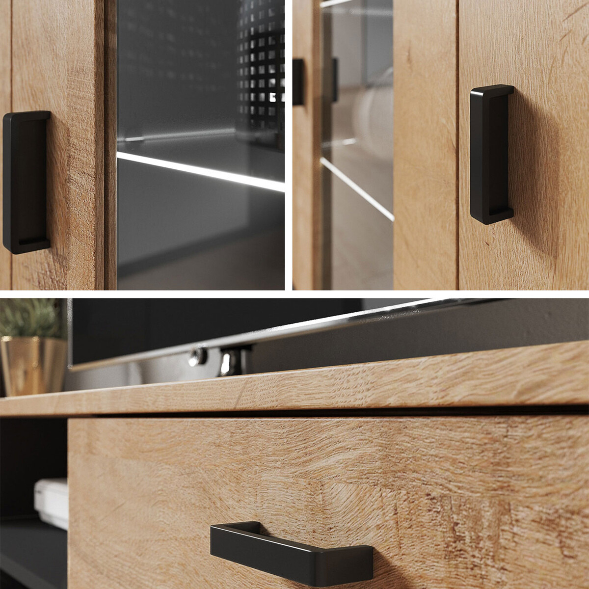 Conjunto de salón Tornola 114 (Negro + Negro brillante)