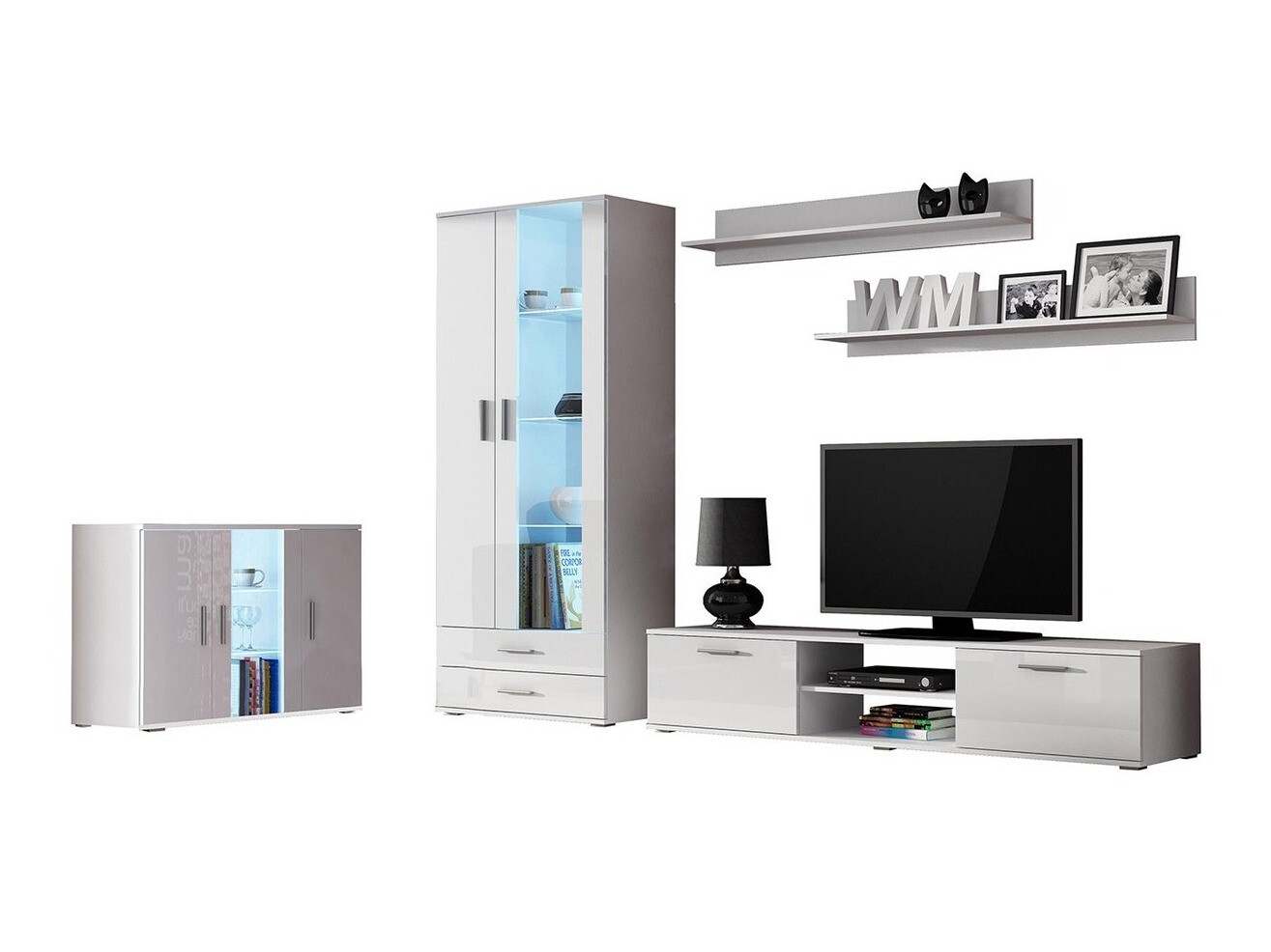 Conjunto de salón Tornola 116 (Blanco + Blanco brillante)