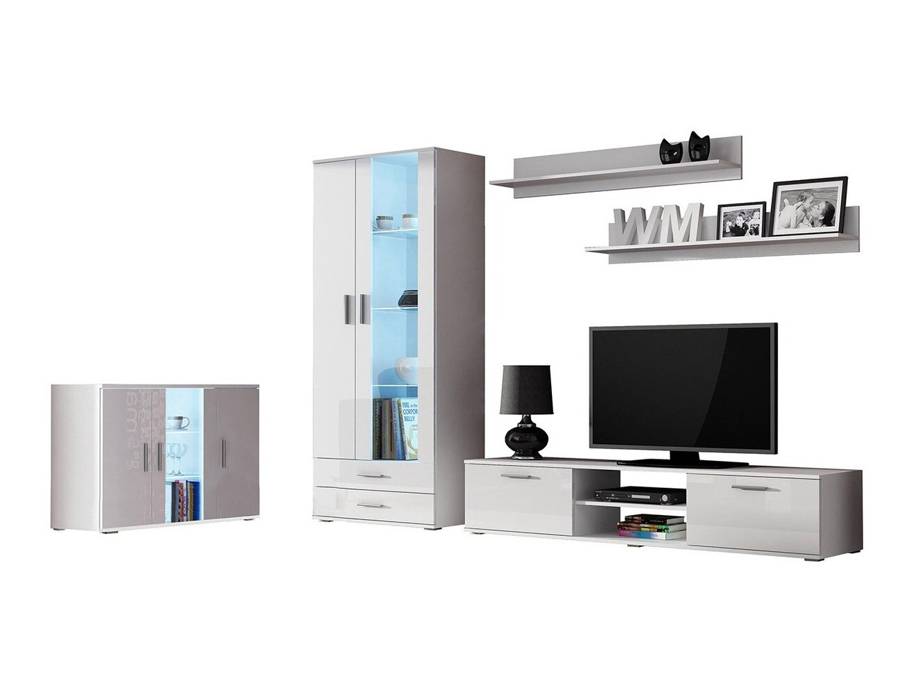 Conjunto de salón Tornola 116 (Blanco + Blanco brillante)