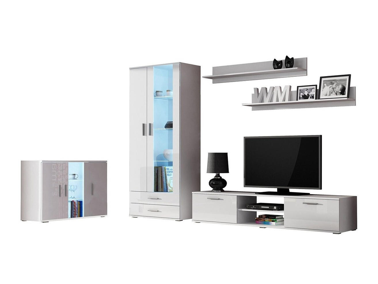 Conjunto de salón Tornola 116 (Blanco + Blanco brillante)