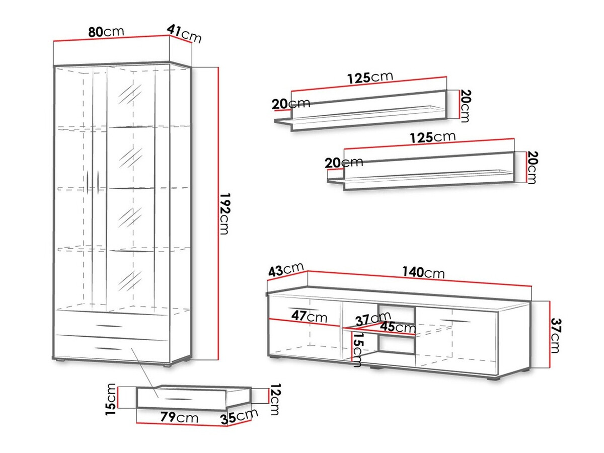 Conjunto de salón Tornola 117 (Negro + Negro brillante)