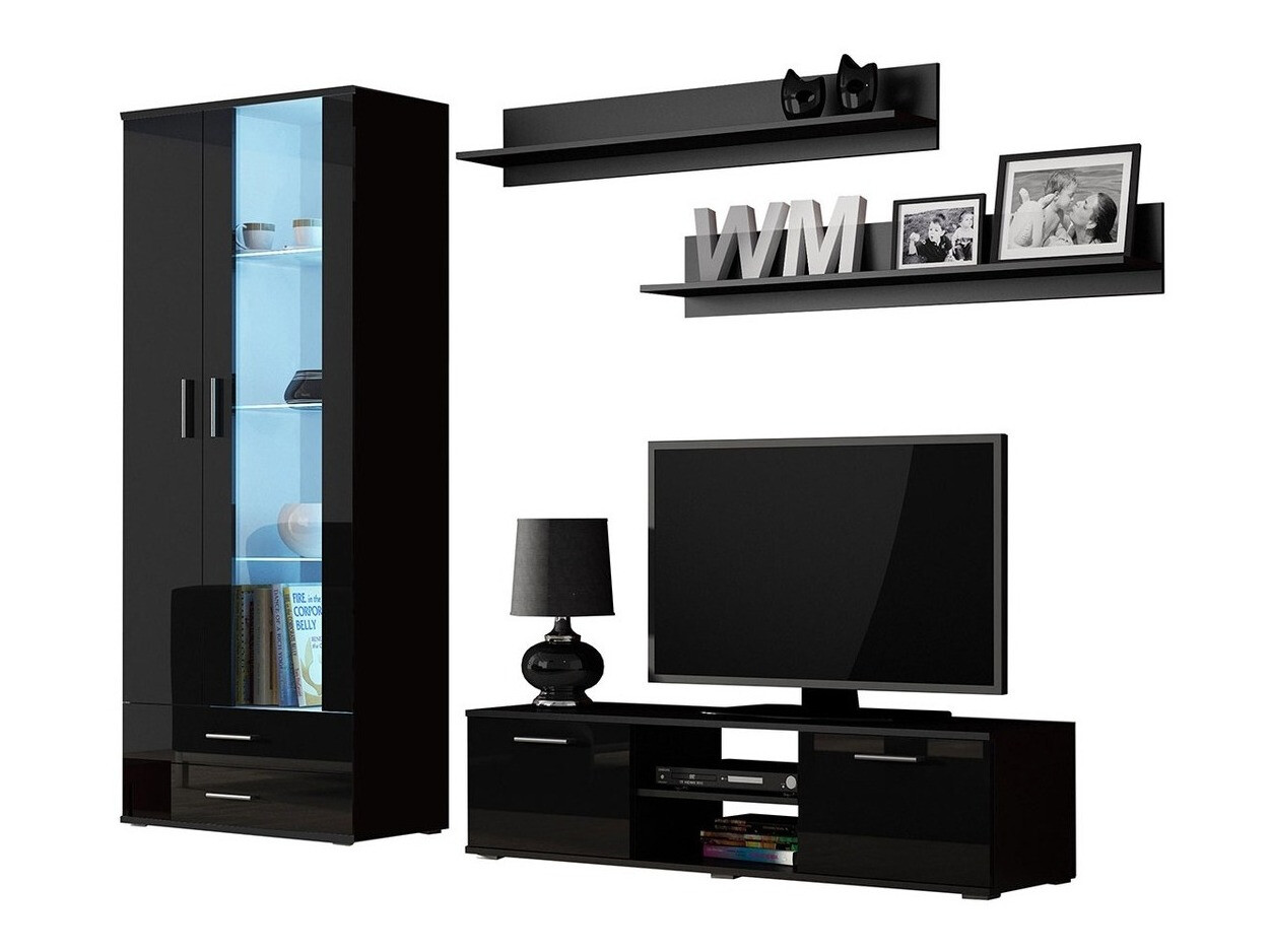 Conjunto de salón Tornola 117 (Negro + Negro brillante)