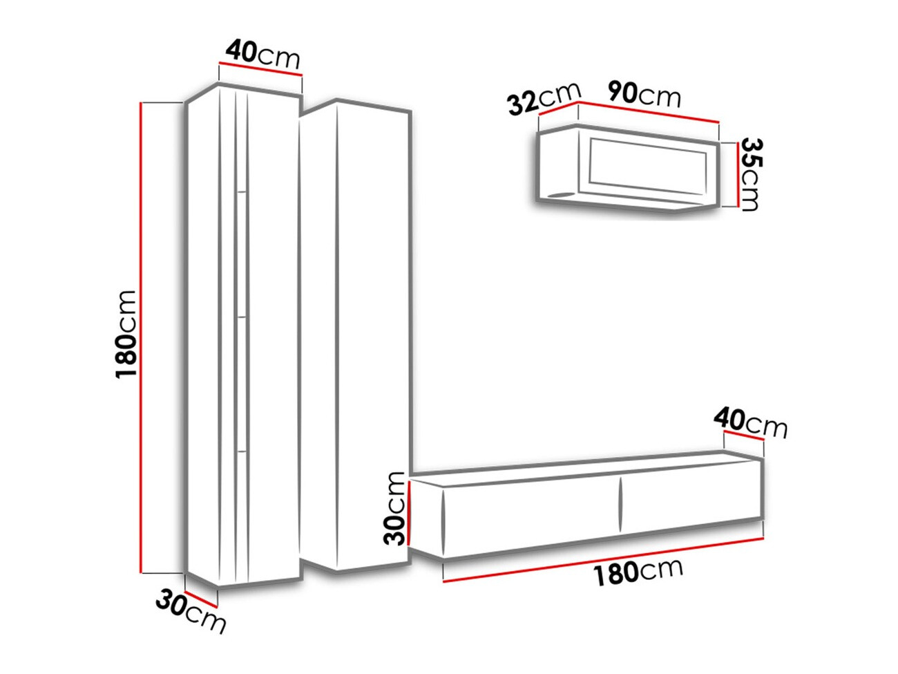 Conjunto de salón Venenou 134 (Blanco + Blanco brillante)
