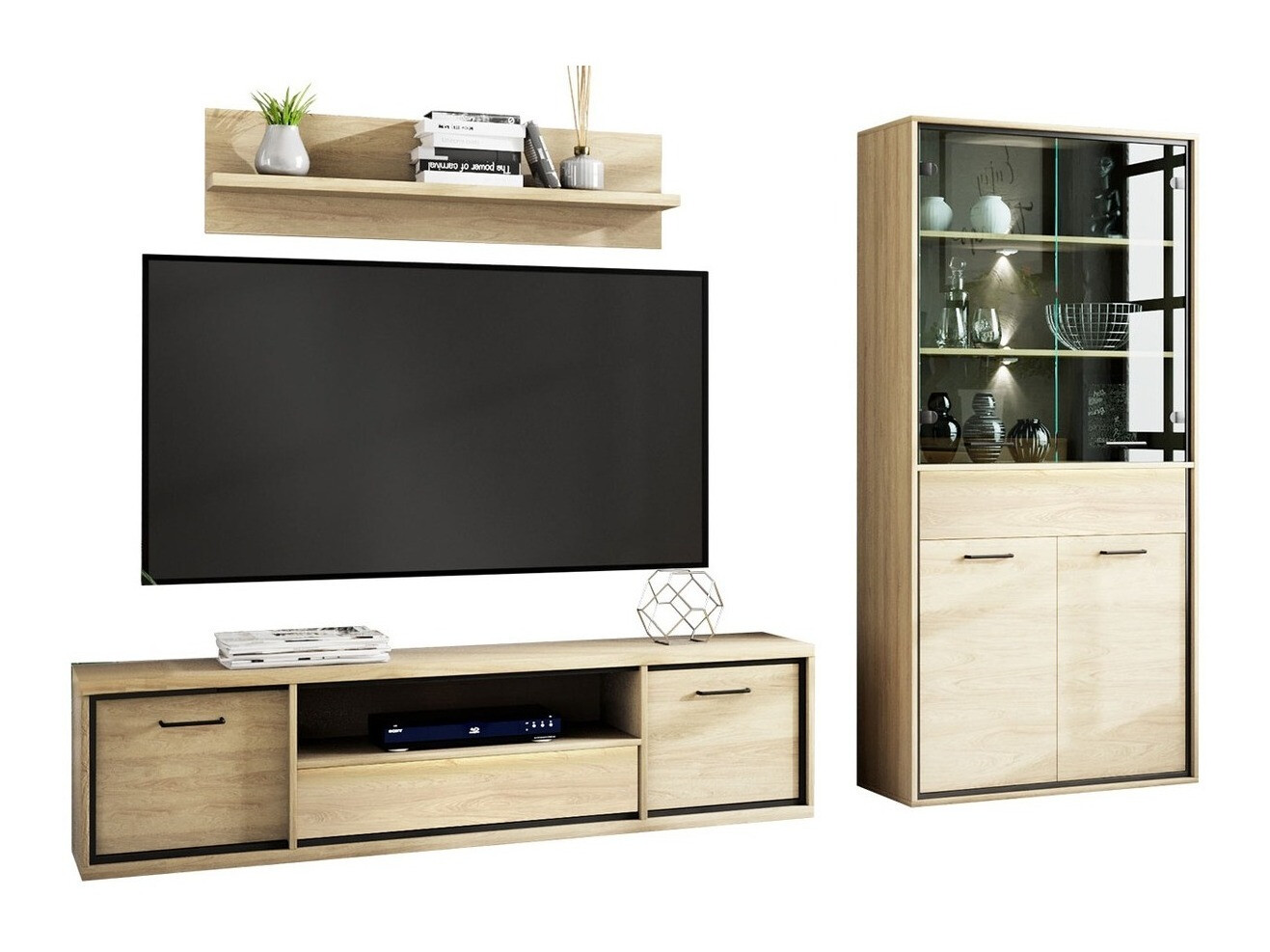 Conjunto de salón Etrmoni 119 (Luminoso madera + Roble)