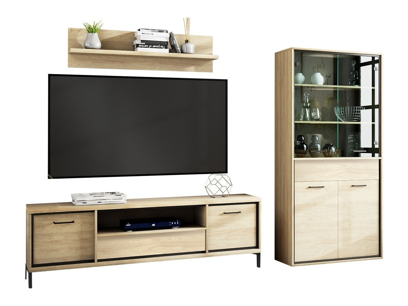 Conjunto de salón Etrmoni 119 (Luminoso madera + Roble)