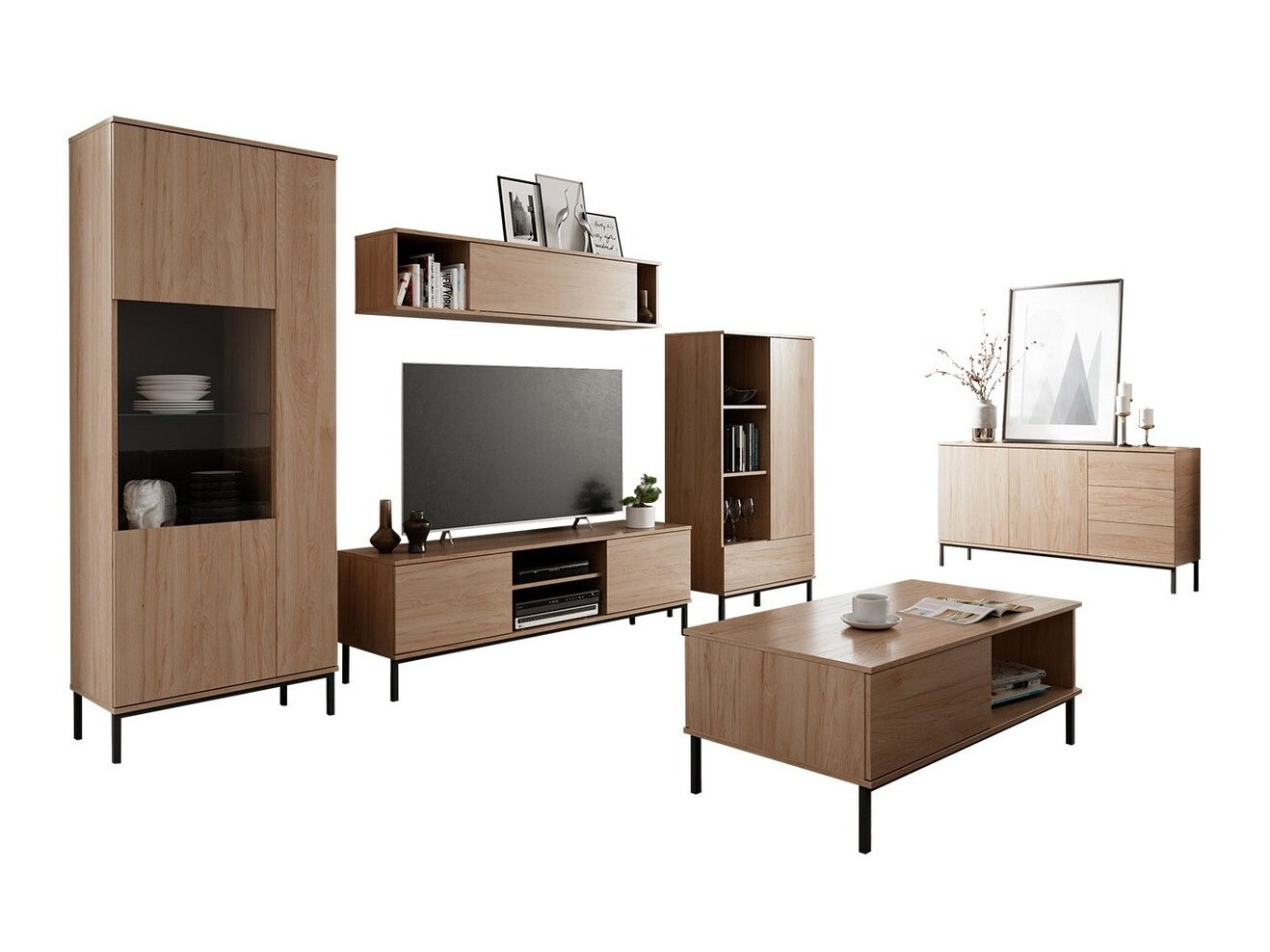 Conjunto de salón Lomsore 107 (Luminoso madera)