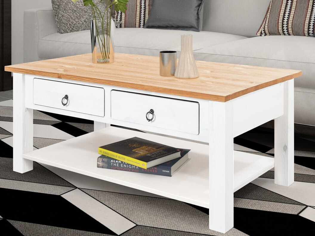 Mesa de centro Denton 120 (Blanco + Miel de roble)