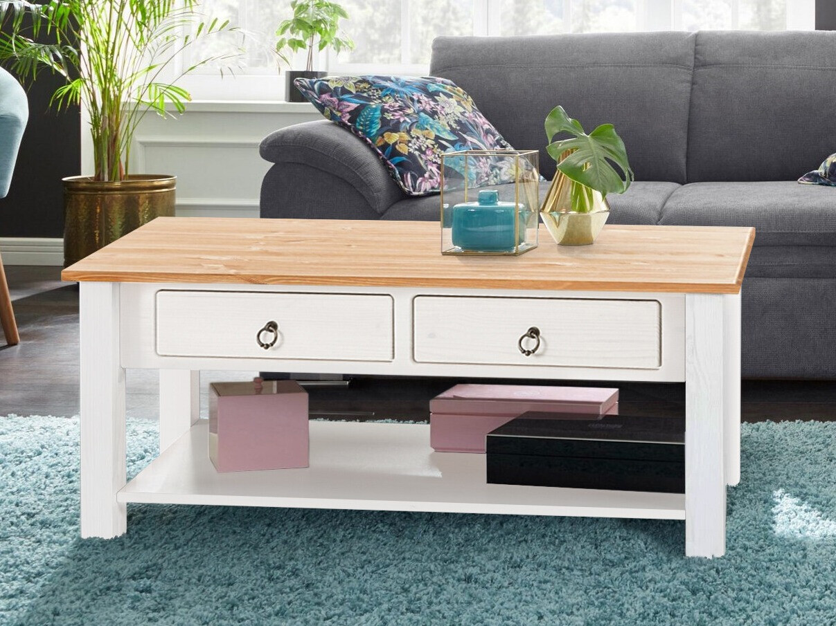 Mesa de centro Denton 120 (Blanco + Miel de roble)