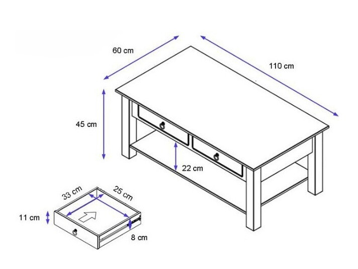 Mesa de centro Denton 120 (Blanco + Miel de roble)
