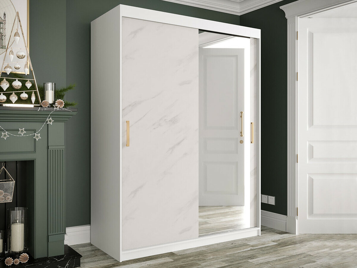 Armario Hartford 260 (Mate blanco + Mármol blanco)