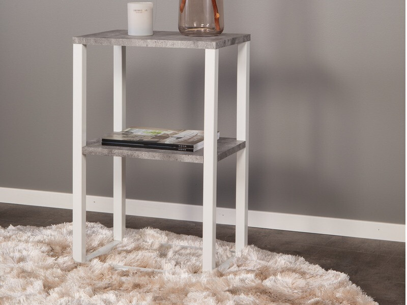 Mesa auxiliar Dallas 260 (Hormigón + Blanco)