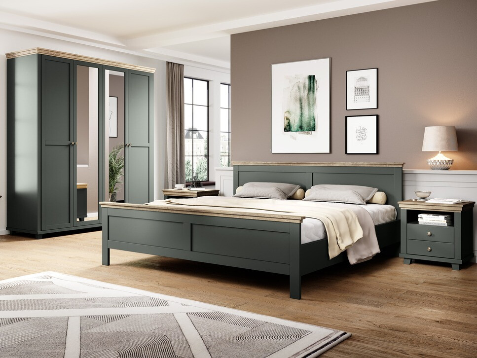 Cama Tolnue 124 (Verde oscuro + Roble de lefkada)