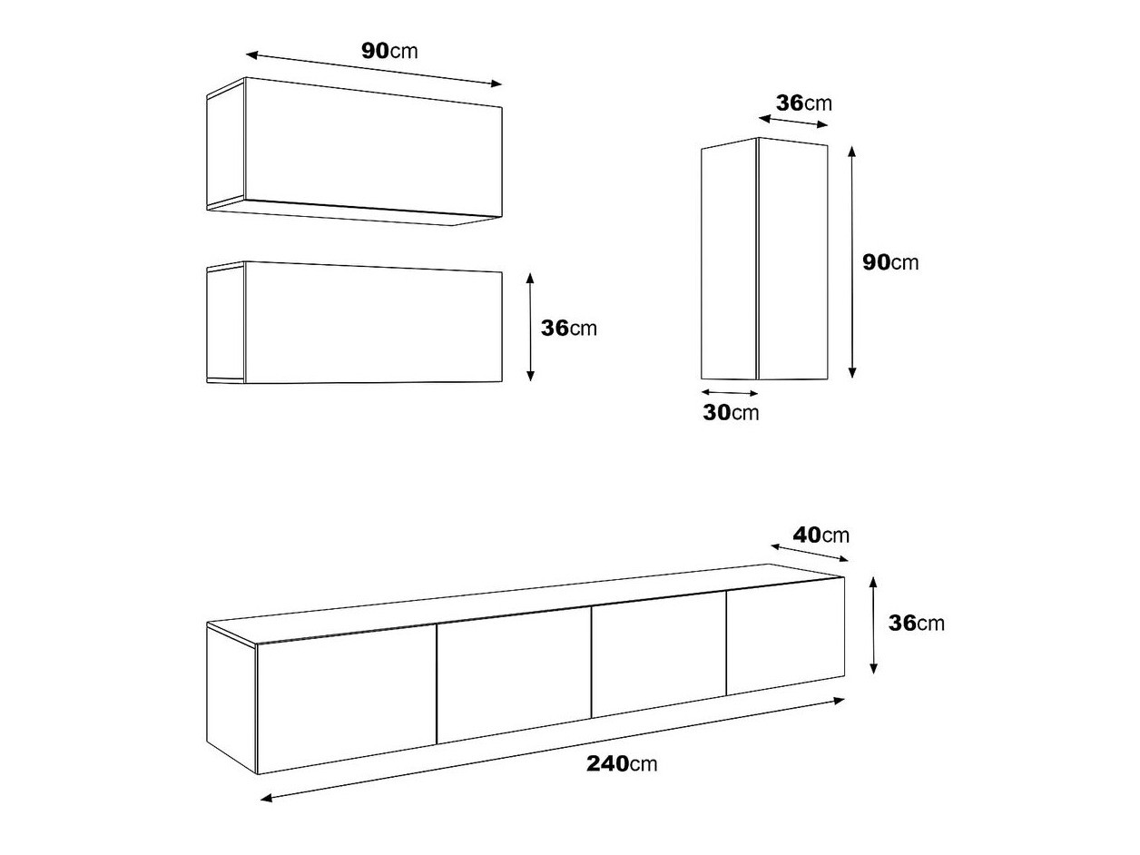 Conjunto de salón Springfield 271 (Negro + Negro brillante)
