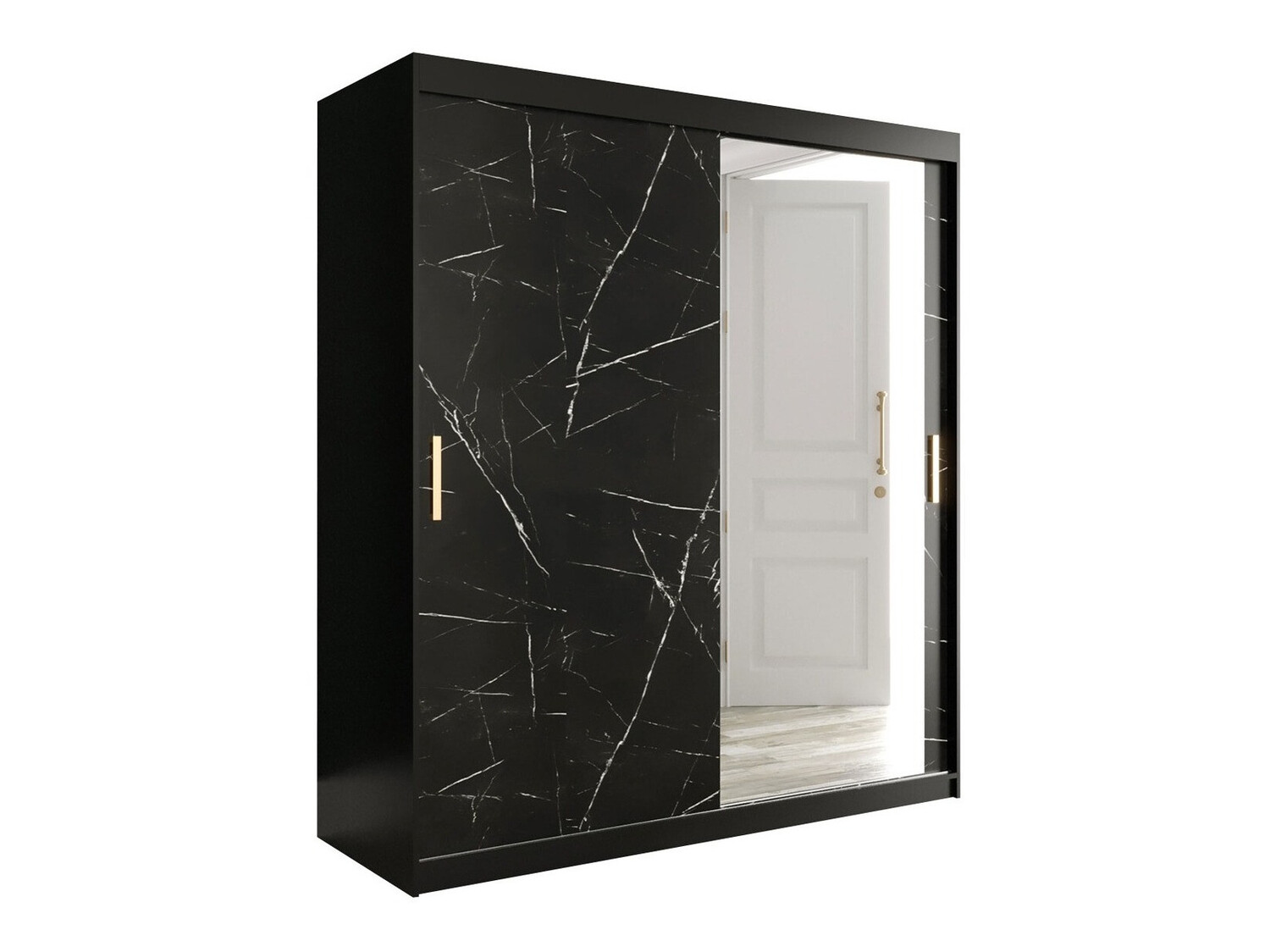 Armario Hartford 261 (Negro mate + Mármol negro)